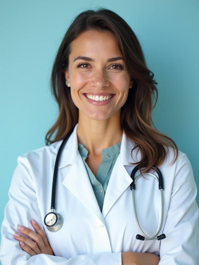 AI doctor headshot example — woman
